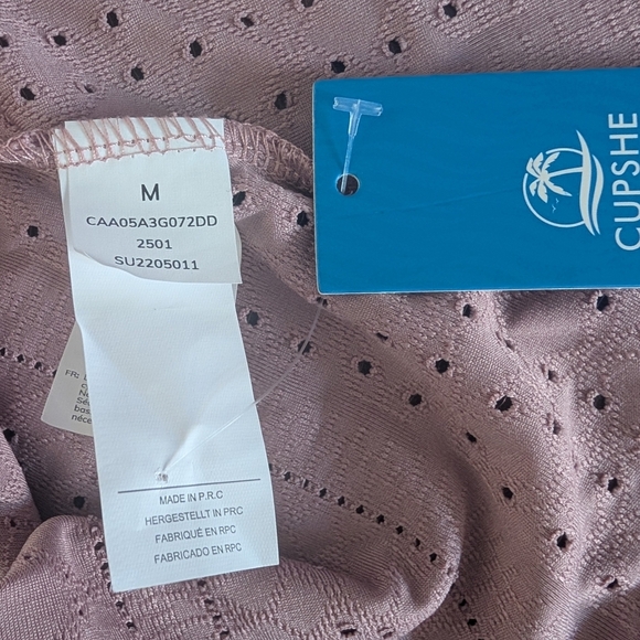 NWT CUPSHE Pink Mauve Eyelet Button Front Mini Dress Size M - Picture 7 of 11